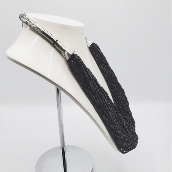 Chunky Multi Strand Beaded Statement Necklace - Picture 2 of 4